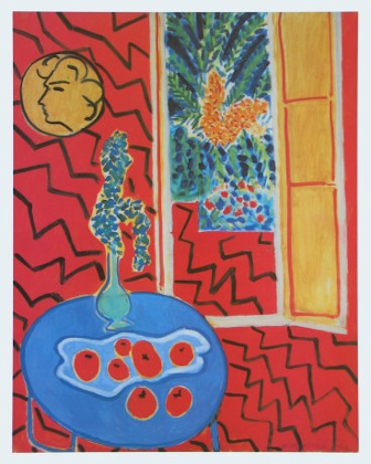 Matisse Henri Rotes Interieur - Stillleben auf blauem Tisch (c) kunstdrucke-kunstbilder.at (c) reisser-kunstpostkarten.de